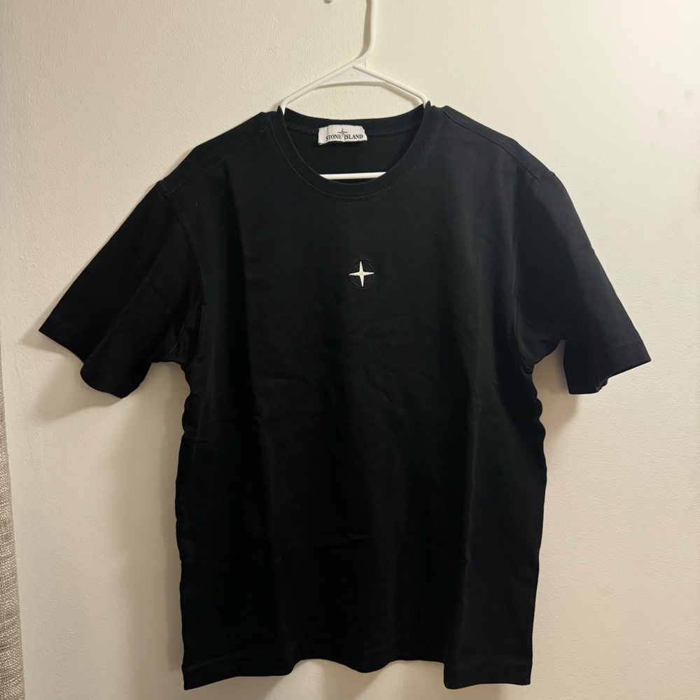Stone Island Black Embroidered Logo Short Sleeve Size XL